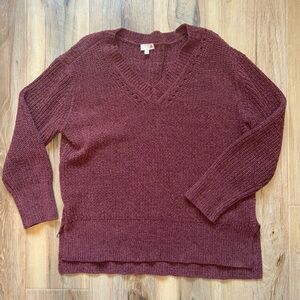 SO Women's Maroon V-Neck Sweater